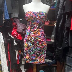 Jodi Kristopher Vintage Colorful Strapless Dress